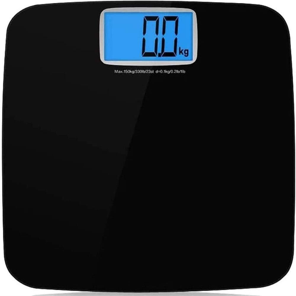 Digital Bathroom Scale, Waterproof Anti SkidBlack Highly Accurate Body Weight Scale with Round Corner Design, Measures Weight up to 330 lbs, Easy-to-Read Backlit LCD(Black)