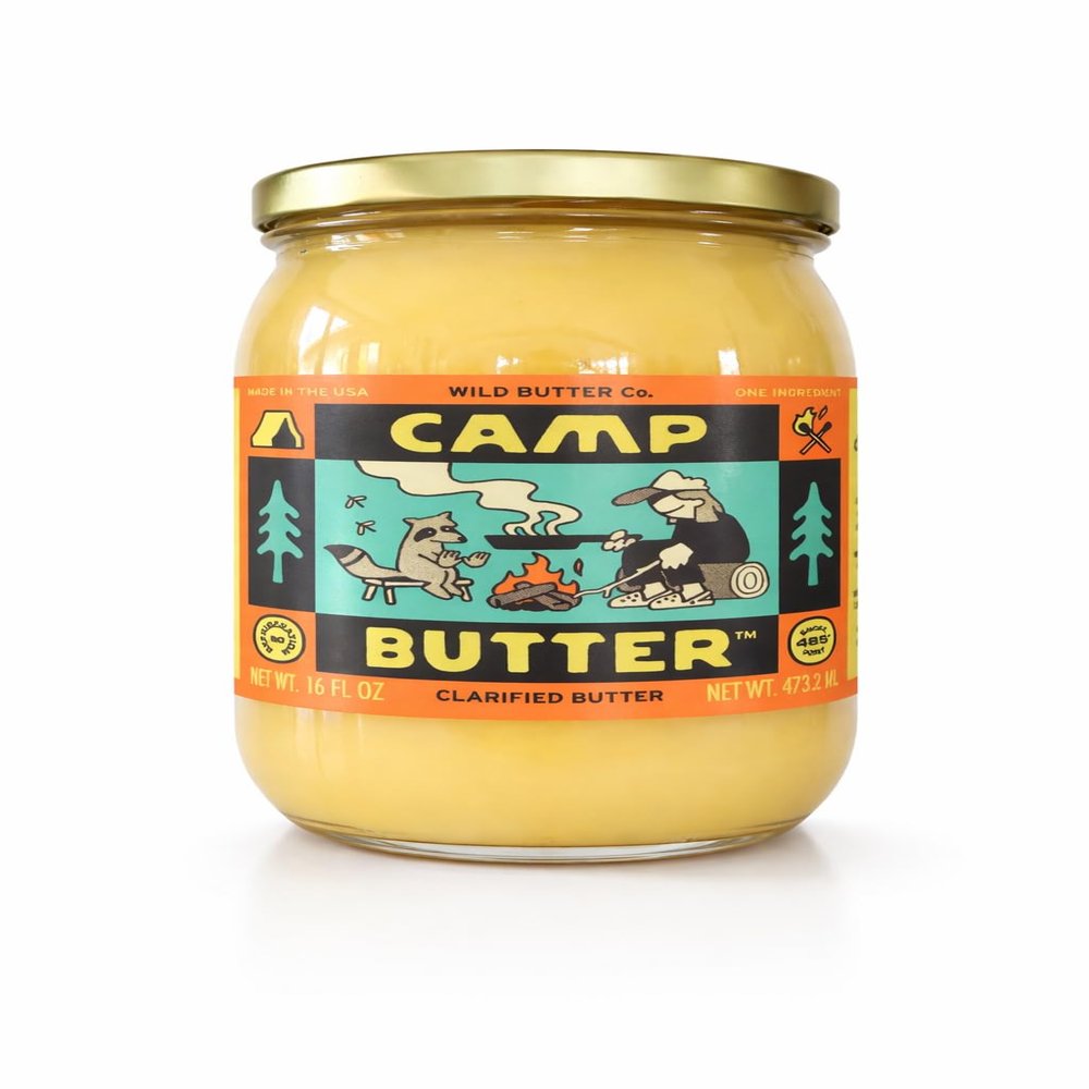 Camp Butter by Wild Butter Co. - Clarified Butter Made for Camping, High-Heat Cooking, 485 F Smoke Point, No Refrigeration Needed, Concentrated Rich Flavor, Cast Iron's Best Friend! (16 Fl Oz)