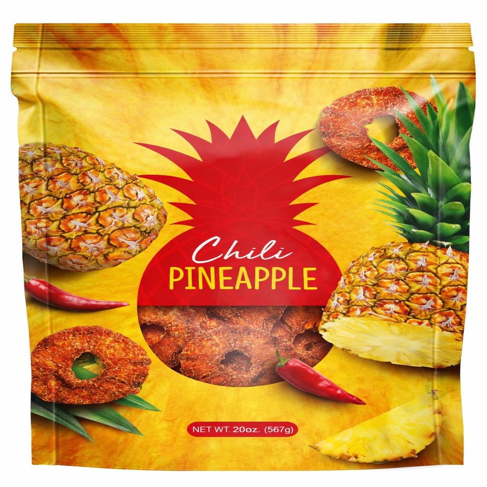 Chili Pineapple Dried Fruit Snack 20 oz Sweet & Spicy Dried Pineapple Rings with Chili Seasoning (Pack of 1)