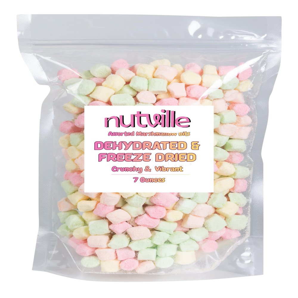 Extra Crunchy Cereal Marshmallows, 7oz Resealable Pouch Dual-Crunched (Dehydrated & Freeze-Dried) Multi-Color Mini Mallow Bits for Baking and Cocoa
