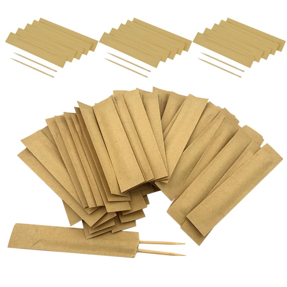 Abaodam Toothpicks with Kraft Paper Wrapping, Single-Ended Eco-Friendly Picks for Appetizers and Fruit, Small Pack Suitable for Restaurant and Home Use