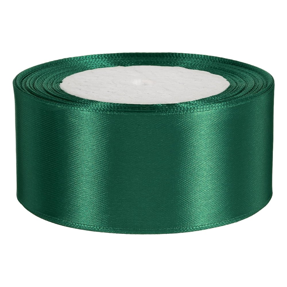 FOYTOKI Wide 4cm Polyester Wrapping Ribbon Roll 25 Yards (22.5m) Dark Green for Valentines Day Crafts, Floral Bouquet Packaging, Birthday Party Decoration and DIY Hair Bows