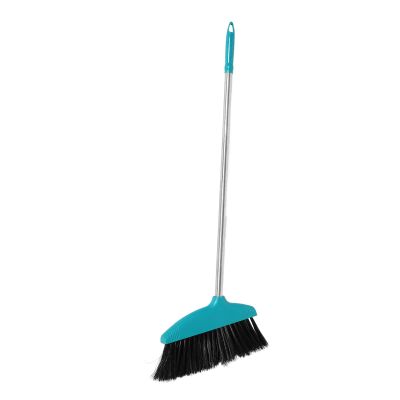 BIUDECO Soft Bristle Angle Broom with Dustpan, Indoor and Outdoor Plastic Floor Broom for Home, Kitchen, Office, Patio Cleaning, Green, Non-Stick Hair Sweeping