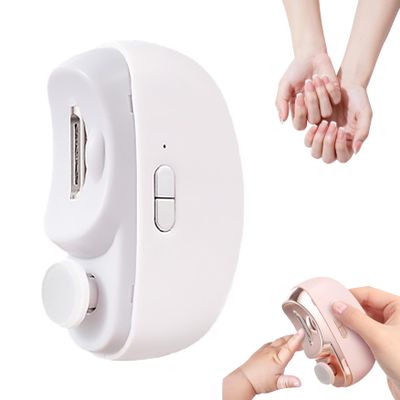 2-in-1 Electric Nail Clipper, USB Rechargeable Nail Trimmer with LED Light & Scraps Storage, Safe Manicure Tool for Baby, Kids, Adults & Seniors (White)
