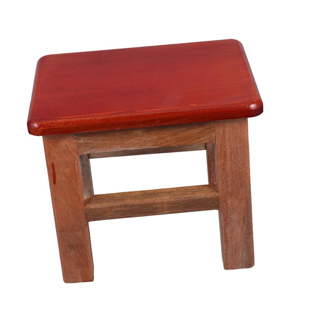 Alipis Wooden Step Stool Small Square Wood Stool 27cm Red Solid Wood for Adults Home Bathroom Kitchen Use