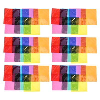 WOFASHPURET 90pcs Cellophane Sheets for Crafts and Candy Wrapping, 10x10cm Light Diffuser Film with 7 Colors Including, DIY Wrap and Kindergarten Art Projects