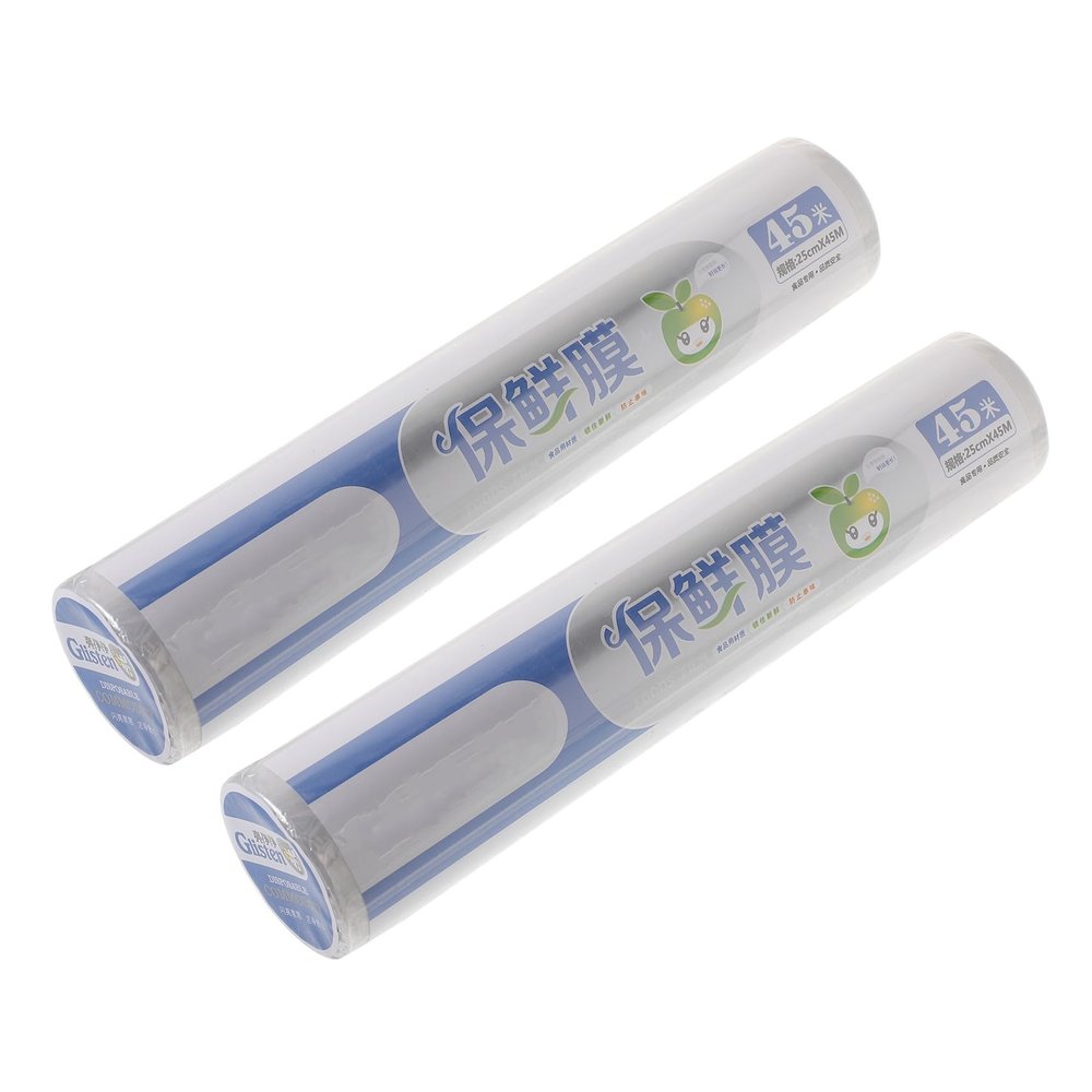 IWOWHERO Disposable Cling Film Wrap 2 Rolls 25cm X 45m Pe Foodservice Wrap with Slide Cutter for Kitchen Food Storage and Fresh Fruit Vegetable Preservation