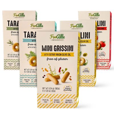 For Alle Gluten-Free Tarallini and Mini Grissini Bundle, Set of 5 Traditional Italian Pugliese Snack with Extra Virgin Olive Oil, Fennel, Rosemary, Tomato and Oregano. Oven-Baked. Vegan. Cholesterol-Free