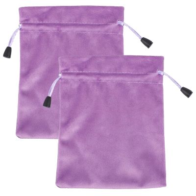 DIYEAH 2pcs Purple Flannel Jewelry Pouches Drawstring Storage Bags for Cosmetics Perfume Dustproof Velvet Wrap Bags Home Organization