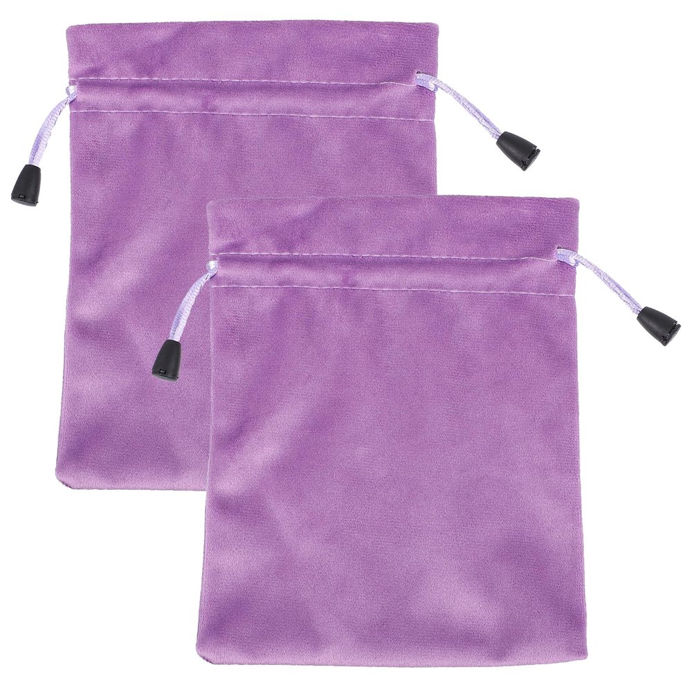 DIYEAH 2pcs Purple Flannel Jewelry Pouches Drawstring Storage Bags for Cosmetics Perfume Dustproof Velvet Wrap Bags Home Organization
