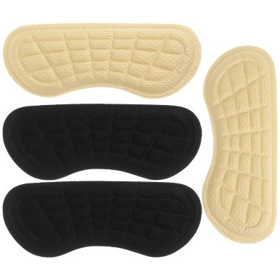 Hemobllo Shoe Heel Pads 4 Pairs Anti-wear Heel Cushions Comfortable Adhesive for Men and Women Shoes Thin Black and Beige Inserts for Blister Prevention