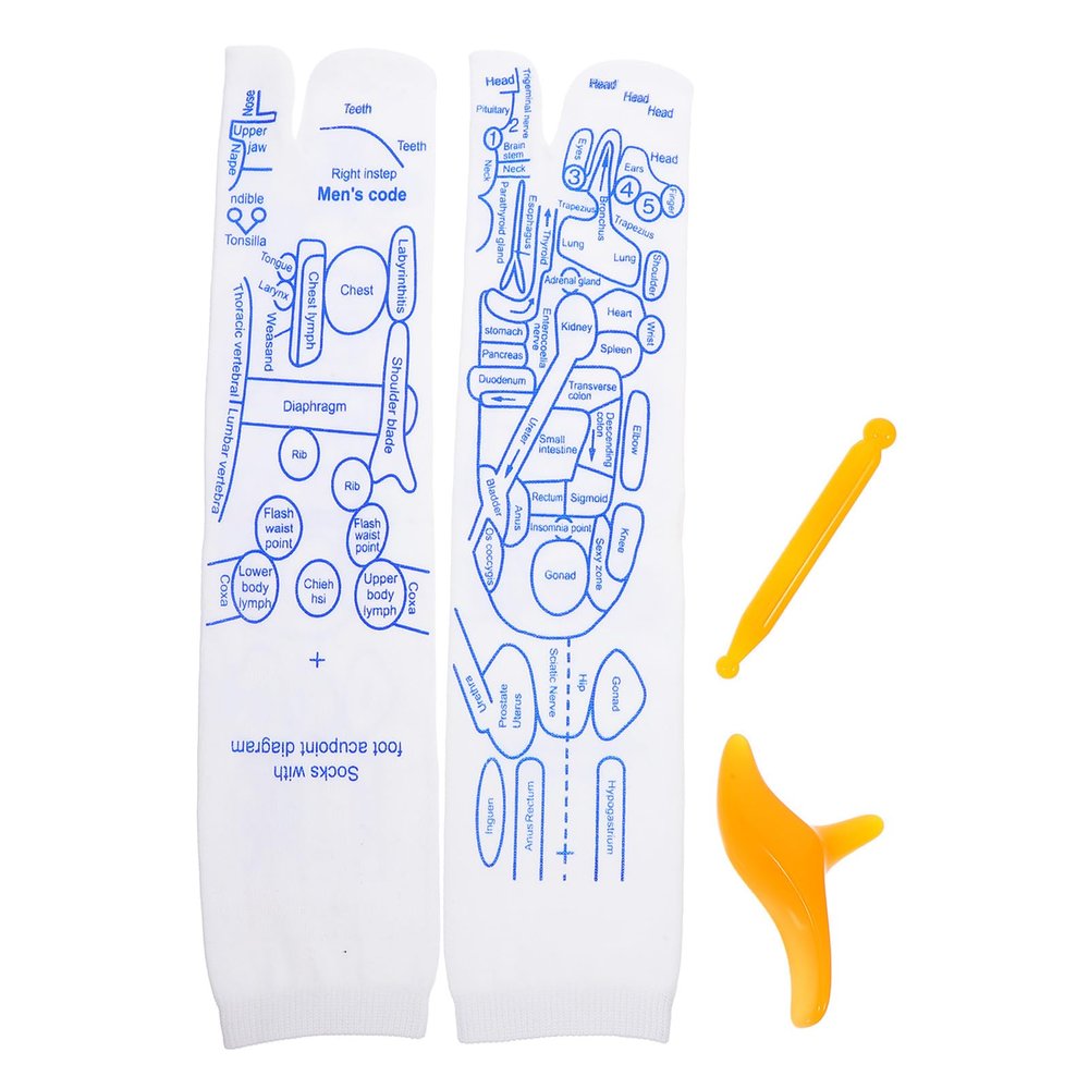 Adorainbow Pressure Therapy Massage Socks Set for Men with Reflexology Acupressure Foot Care Socks, Trigger Point Massage Tools Including Triangle and Meridian Stick for Heel and Arch Relief