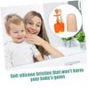 MOTHNUR Silicone Toothbrush Tongue Scraper 3pcs Soft Safety Oral Care Tool for Newborns in Warm Orange view 3