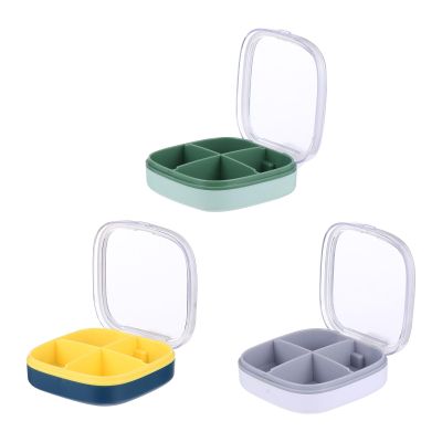 GAROZATION 3pcs Mini Pill Organizer 4-Compartment Food Grade Portable Storage Holder for Travel Daily Medication Aids with Airtight Seal, Compact Cases for Supplements and Pills