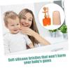 EXQUIMEUBLE Silicone Toothbrush 3pcs Tongue Cleaner and Oral Cleaner for Newborns with Soft Bristles, Toothbrush Set for Oral and Tongue Cleaning view 3