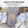 GANAZONO Charcoal Toothbrushes 10pcs Pack Soft Bristle Manual Toothbrushes with Natural Handle Disposable Travel Oral Care for Adults Random Color view 3
