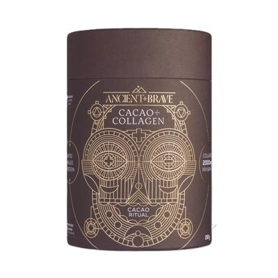 Ancient + Brave Cacao Collagen Powder, Hydrolyzed Collagen Peptides, Ashwagandha Adaptogen Blend, Gut Health Support, Chocolate Drink Mix, 250g