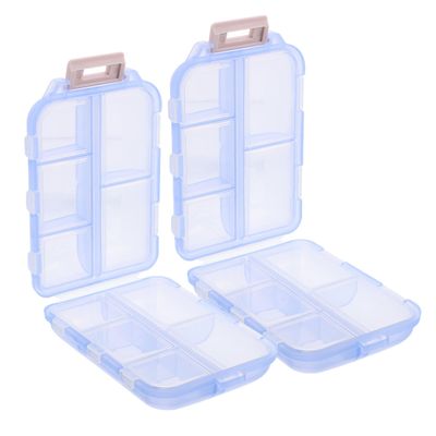 Unomor 2pcs Travel Pill Organizer with Compartments 2-Layer Portable Mini Pill Box for Daily Medication Storage Sealed Container for Travel and Home Use