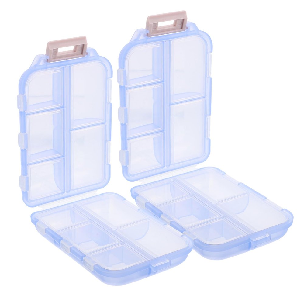 Unomor 2pcs Travel Pill Organizer with Compartments 2-Layer Portable Mini Pill Box for Daily Medication Storage Sealed Container for Travel and Home Use