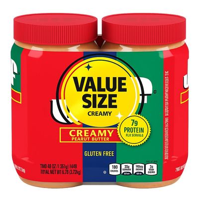 Creamy Peanut Butter Spread 96 oz Total (2 x 48 oz Jars) Value Pack for Family Pantry and Bulk Use