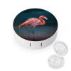FodPand Vivid Flamingo Contact Lens Case Portable Contact Lens Applicator Removal Tool Kit Cute Round Eyeglass Cases with Mirror for Daily Vision Care And Outdoor Use view 1