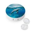 FodPand Swimming Dolphin in Blue Sea Contact Lens Case Portable Contact Lens Applicator Removal Tool Kit Cute Round Eyeglass Cases with Mirror for Daily Vision Care And Outdoor Use view 1