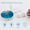 FodPand Swimming Dolphin in Blue Sea Contact Lens Case Portable Contact Lens Applicator Removal Tool Kit Cute Round Eyeglass Cases with Mirror for Daily Vision Care And Outdoor Use view 3
