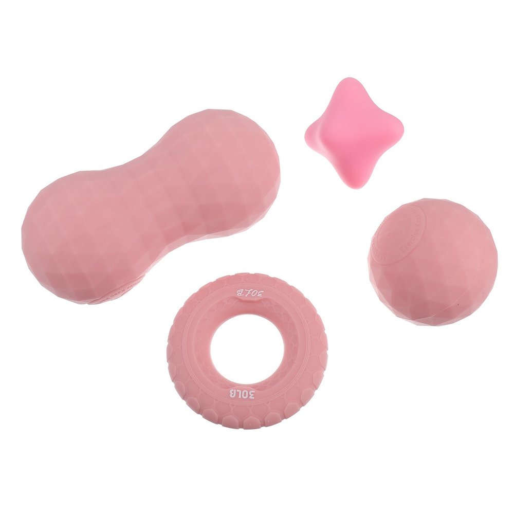 Hohopeti 4pcs Yoga Massage Ball Kit for Muscle Relaxation Pink Sports Massage Balls for Hand and Foot Myofascial Release Wellness Tool Set for Physical Therapy