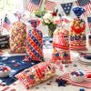 4th of July Cellophane Treat Bags, 120 PCS 4th of July Gift Bag, Patriotic Treat Bags, Plastic Red Blue and White Candy Cookie Goodie Snack Bag for Independence Day Fourth of July Party Favor Supplies view 4