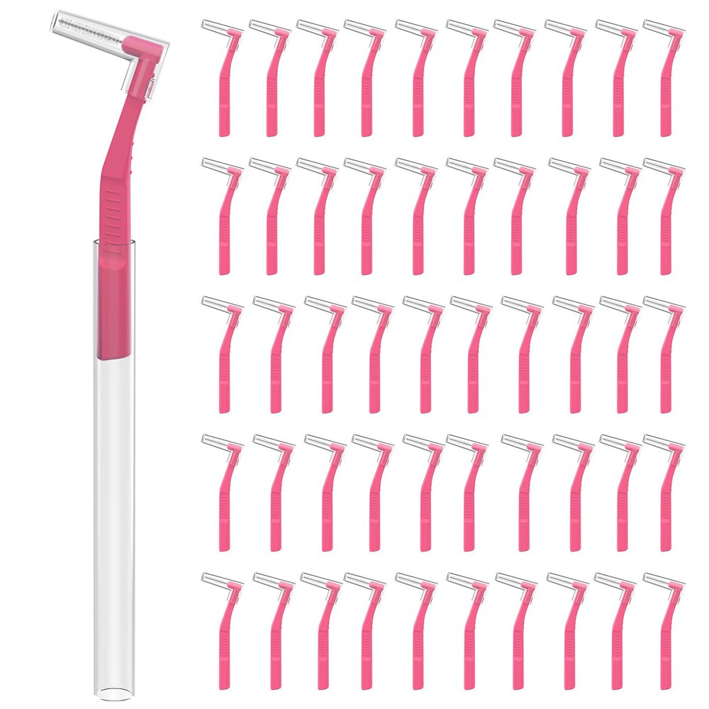 50 Angle Interdental Brushes with Extended Handle, Extra Tight(0.6mm)