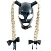 PRLQSW Adult Latex Hood Unisex Party Mask Open Ponytail Wig for Halloween Party Club Wear Costumes Ball Cosplay(Size:XXL-73CM) view 3