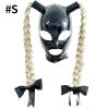 PRLQSW Adult Latex Hood Unisex Party Mask Open Ponytail Wig for Halloween Party Club Wear Costumes Ball Cosplay(Size:XXL-73CM) view 4