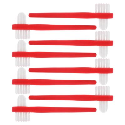 Abaodam 8pcs Dual Headed Dental Brush Denture Cleaning Brush Set Red Double Heads for False Teeth Care Oral Hygiene