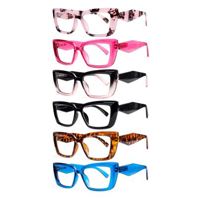 VisiWell 6 Pack Reading Glasses for Women,Fashion Eyeglasses,Blue Light Reading Glasses Anti Eyestrain for Women,Cheaters (6 Mix Color, 0.00, x)