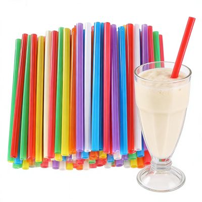 [100 Pcs] Disposable Colorful Boba Smoothie Straws - Jumbo Large Plastic Bubble Tea Milkshake Unwrapped Drinking Straws(8.2" long and 0.43" Diameter)