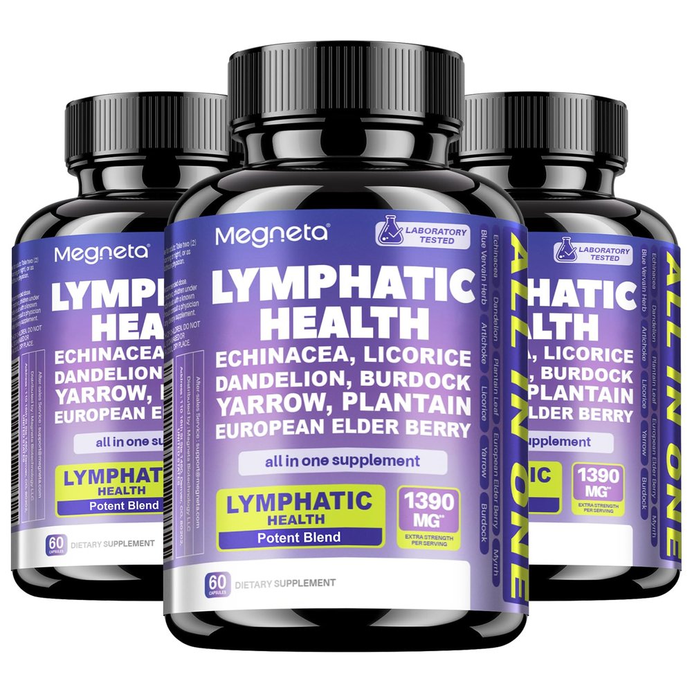 MEGNETA Lymphatic Drainage Capsules - |with Echinacea | Elderberry | Dandelion - 90 Day Supply