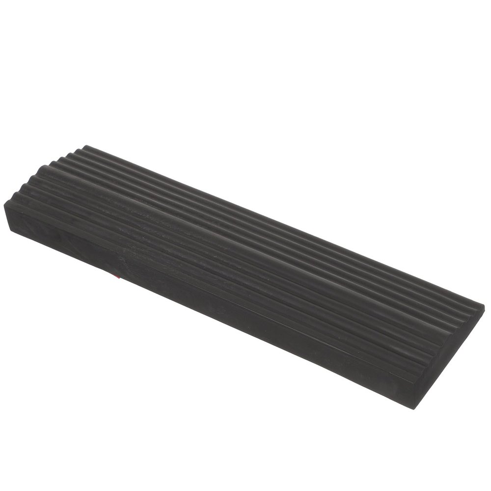BUTIFULSIC Rubber Threshold Ramp Mat for Sweeping Robot, Home Entry Slope Ramp Pad, Black Interlocking Geometric Pattern for Indoor Doorstep Assistance