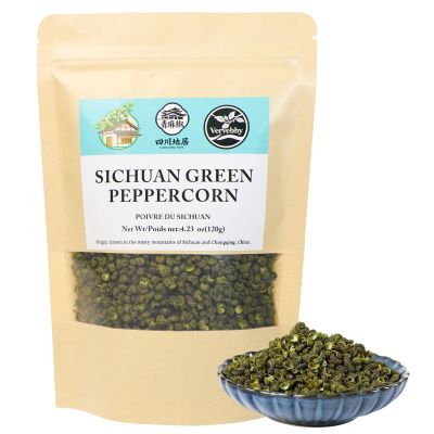 4.23oz(120g), Authentic Sichuan Green Peppercorns, Numbing and Tingle Effect, Less Seeds, Strong Flavor, Essential for Mapo Tofu, Kung Pao Chicken and Asine Cusine