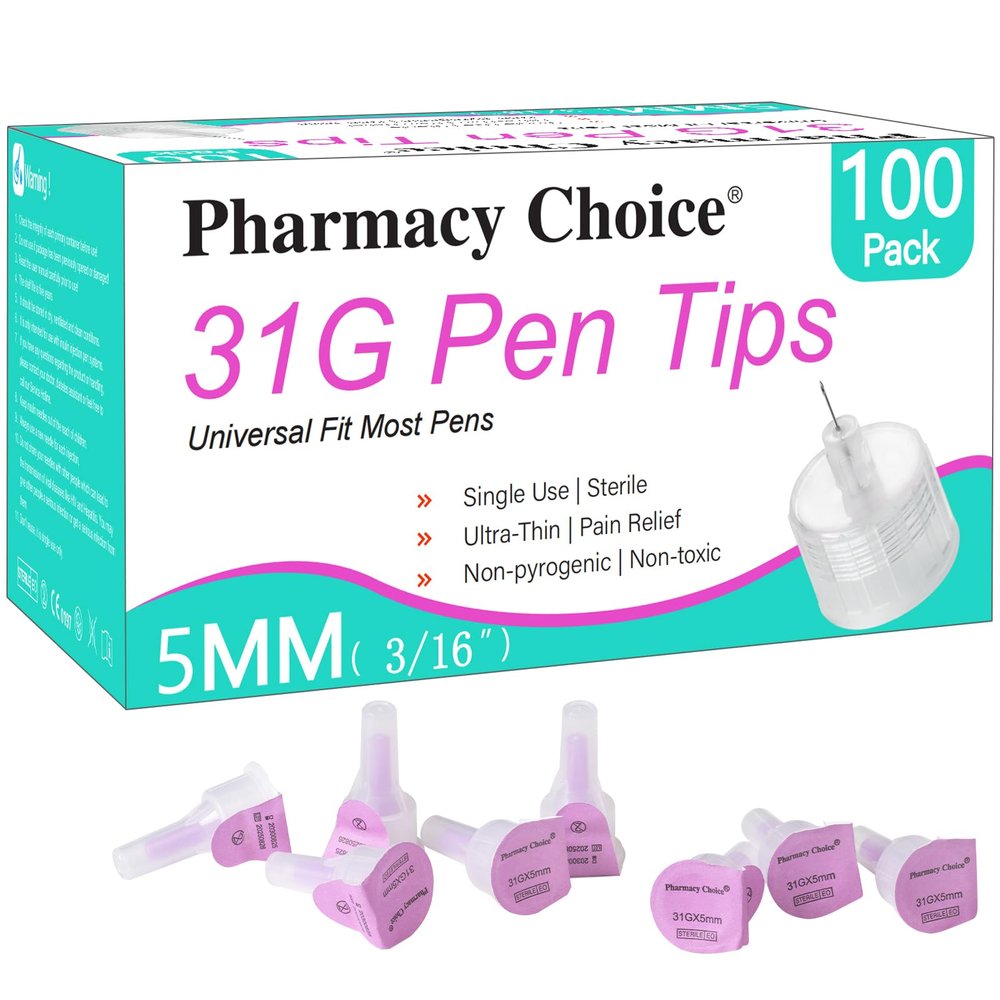 31G x 5mm(3/16") Pen Tips Universal Fit, SterileUltra-Thin Wall Technology. Comfortable and Precise100 Count