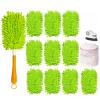 10 Pack Reusable Duster Refills for Swiffer Duster with Extendable Handle, Washable Microfiber Dust Cleaning Kit for Ceiling Fan, Blinds, Furniture, Home Cleaning (10pcs Green) view 1