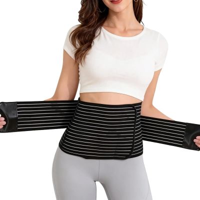 Black Abdominal Binder Belly Wrap Compression Support Postpartum Recovery M