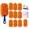 10 Pack Reusable Duster Refills for Swiffer Duster with Extendable Handle, Washable Microfiber Dust Cleaning Kit for Ceiling Fan, Blinds, Furniture, Home Cleaning (10pcs Orange) view 1