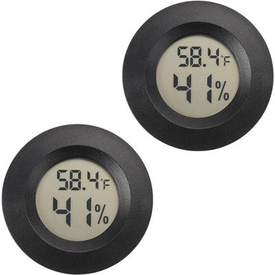 2 Digital Cigar Humidor Hygrometer Thermometer Temperature Round Black Gauge New Aftermarket Replacement
