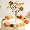 4 PCS Happy Mother's Day Cake Toppers - Gold Mirror Acrylic Cake Decorations with Rose & Butterfly Designs, Mother's Day Cake Topper Supplies for Mom's Birthday, Mother's Day Party, Wedding Cake Decor view 2