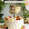 4 PCS Happy Mother's Day Cake Toppers - Gold Mirror Acrylic Cake Decorations with Rose & Butterfly Designs, Mother's Day Cake Topper Supplies for Mom's Birthday, Mother's Day Party, Wedding Cake Decor view 3