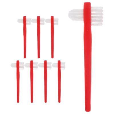 Abaodam 8pcs Dual Head Denture Toothbrush Double Heads Retainer Brush Oral Cleaner for Dental Appliances and Braces Cleaning