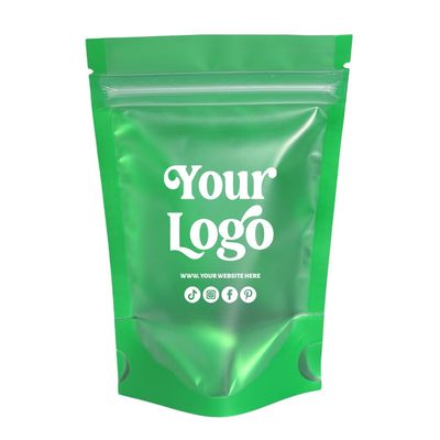100PCS Customized Stand-Up Zipper Packaging Bags,Transparent Resealable Mylar Pouch,Single-Color Printing for Logo, QR Code & Design (Green, 10 * 15CM/4.0"*6.0"-100PCS-One Color Print)