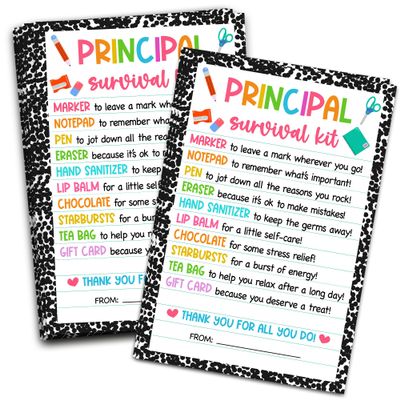 NSHIFMO 40 Packs Principal Survival Kit Cards, 4" x 6" Black Polka Dot Cute Inspirational Thank You Cards & Gift Tags for Principal Appreciation Week, Birthday & End of Year - KAB02