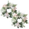 2 Pieces Floral Candle Rings, Candle Rings for Pillars, 9.84 Inch Polyester Tabletop Decor for Wedding, Spring, Farmhouse and Rustic Home view 1