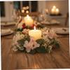 2 Pieces Floral Candle Rings, Candle Rings for Pillars, 9.84 Inch Polyester Tabletop Decor for Wedding, Spring, Farmhouse and Rustic Home view 3